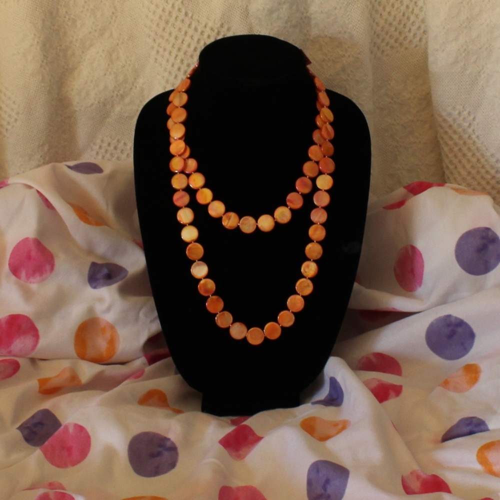 Orange Shell Bead Necklace - Picture 7 of 8